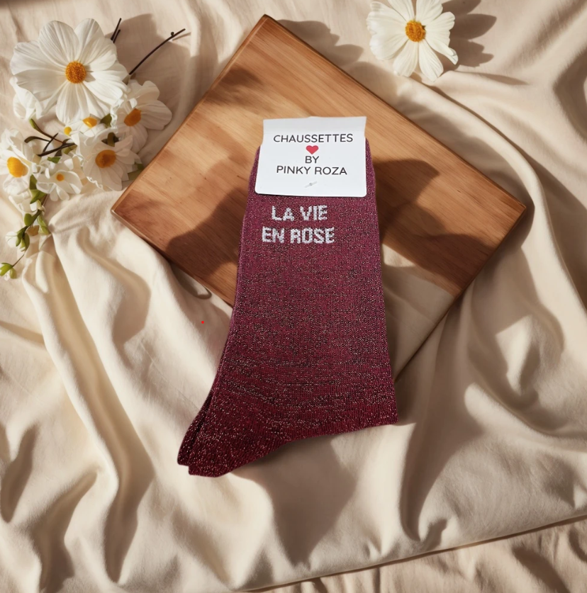 Glitter kousen Burgundy La Vie en Rose