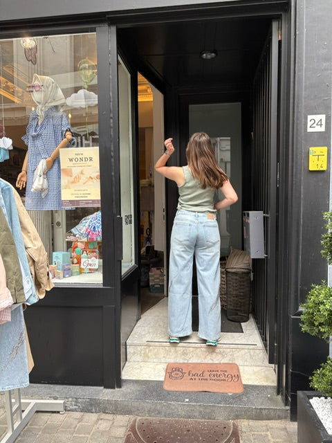 Amber – Wide leg jeans met kristallen dames
