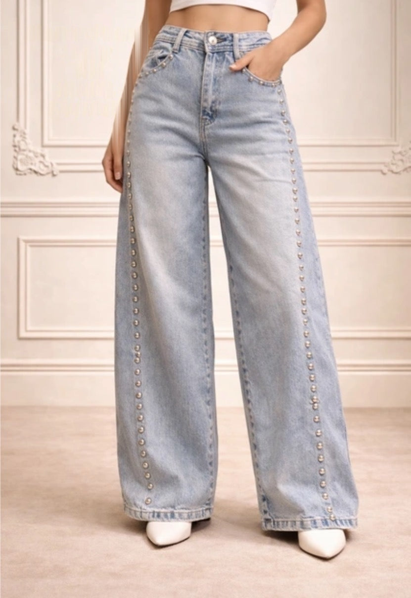 Pearl Stud Pre Sale Balloon Jeans