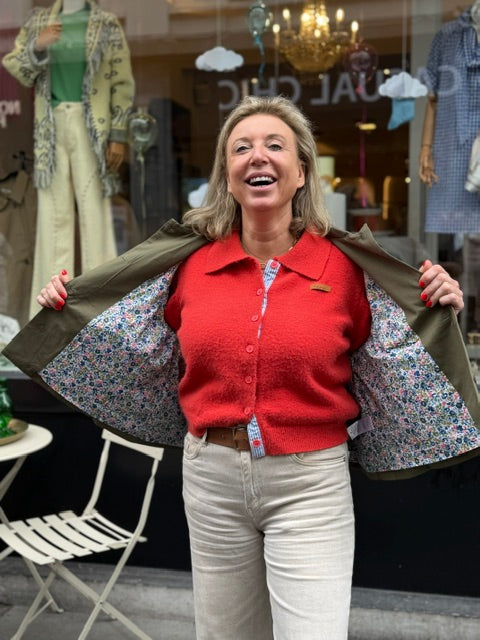 Camille Kaki Veste manchet detail