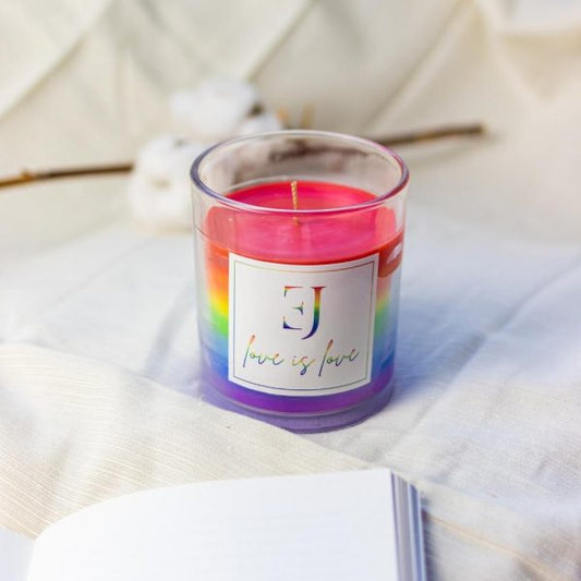 'Love is love' rainbow candle