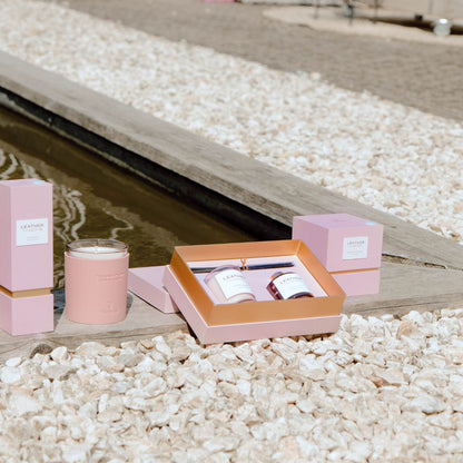 Pink leather porcelain peony gift pack