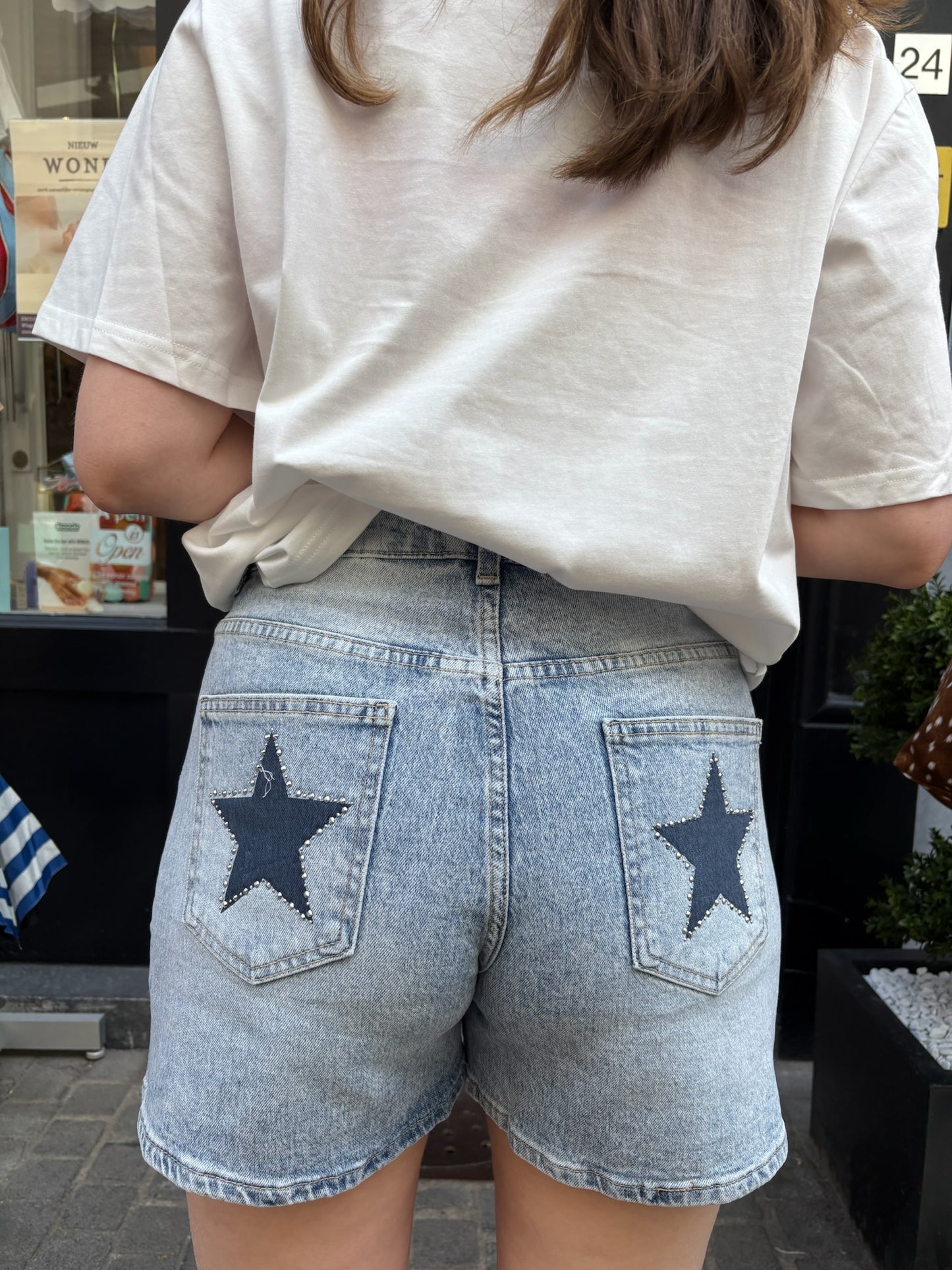 Cleo – Jeans short met sterrenprint dames