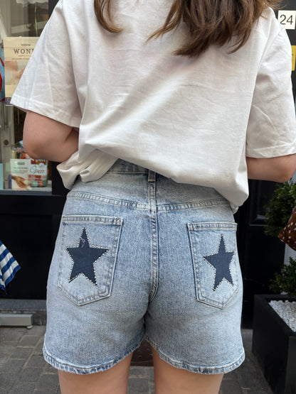 Cleo – Jeans short met sterrenprint dames
