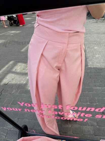 Roze Vicky streepjes broek