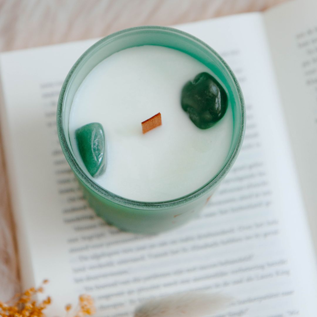 Crystal candle aventurine happiness