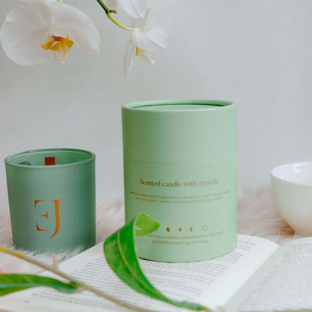 Crystal candle aventurine happiness