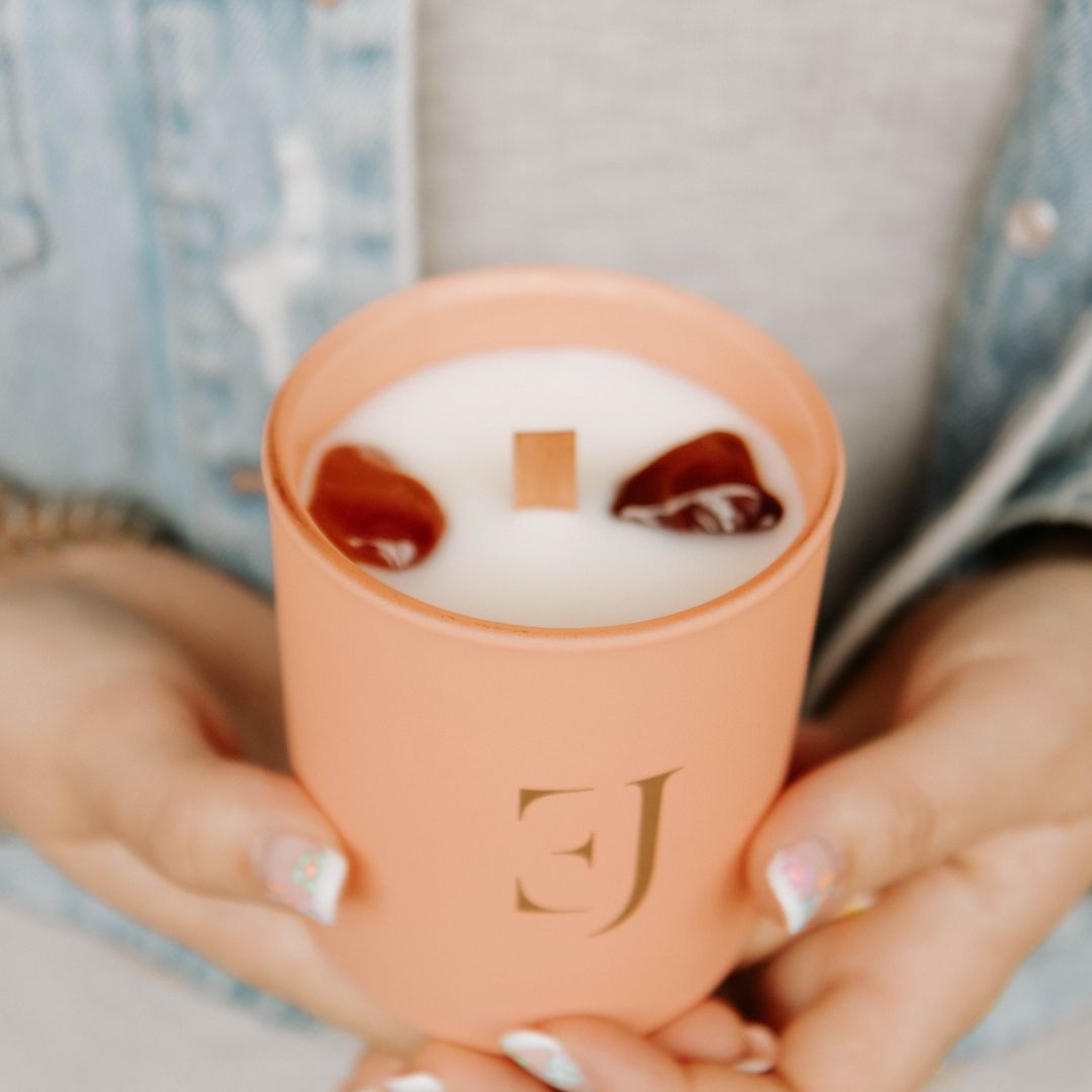 Crystal candle red carnelian motivation