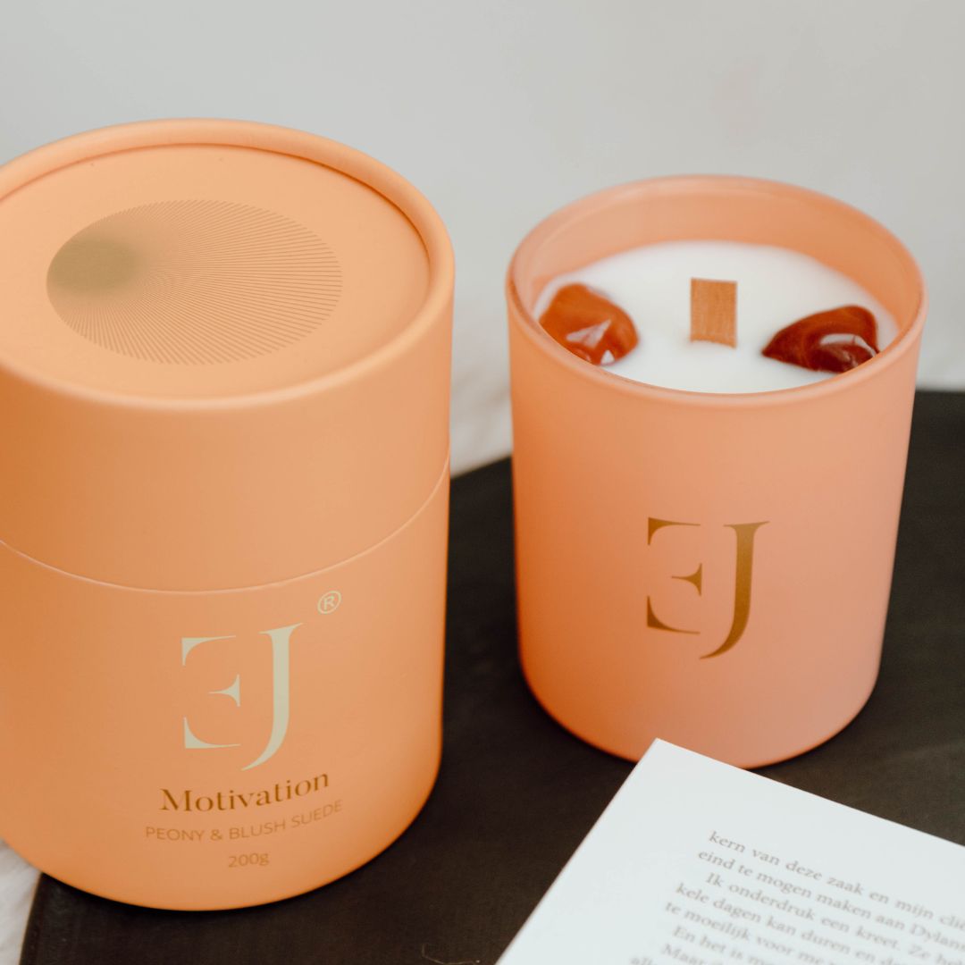 Crystal candle red carnelian motivation