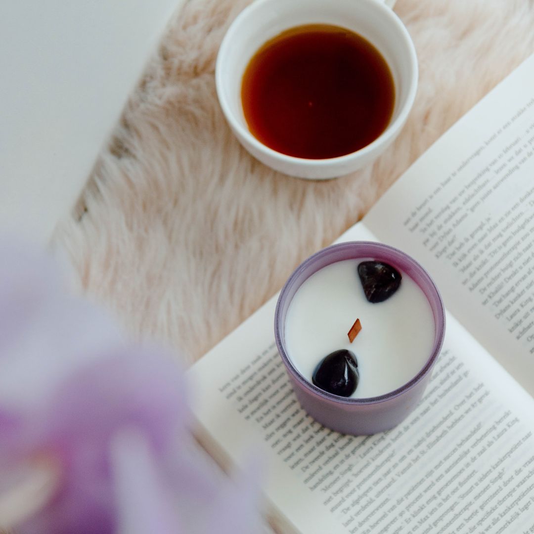 Crystal candle amethyst good luck