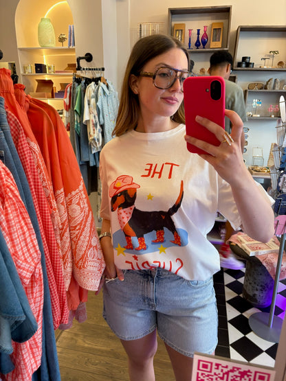 Laila – T-shirt met teckelprint dames