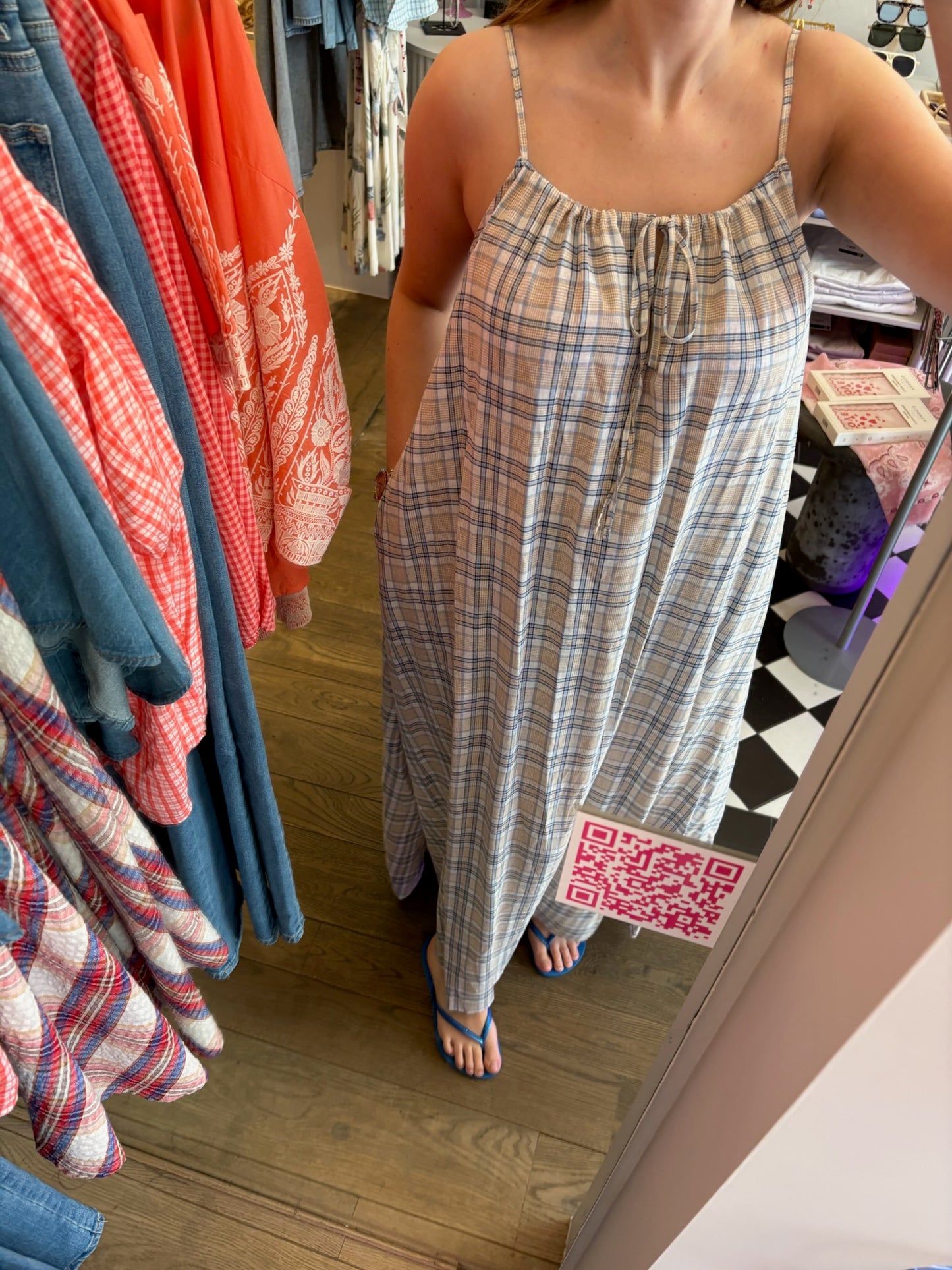Mo – Lange geruite zomerjurk dames
