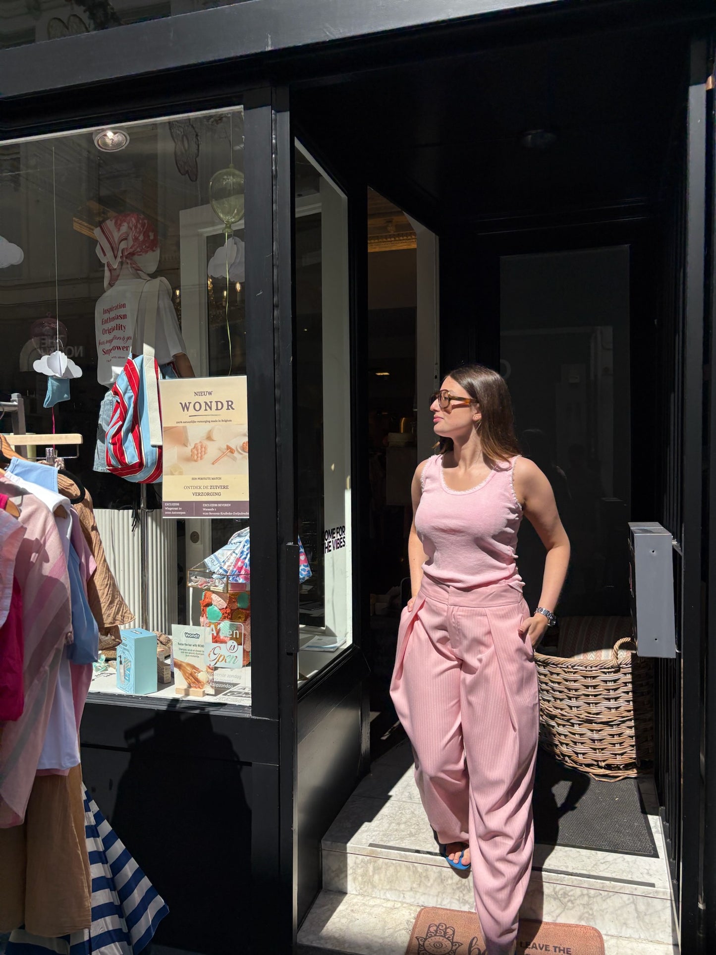 Roze Vicky streepjes broek