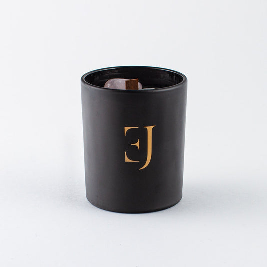 Black luxury scented candle with crystals and unique chain