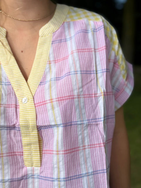 Lena – Pastel geruite blouse dames