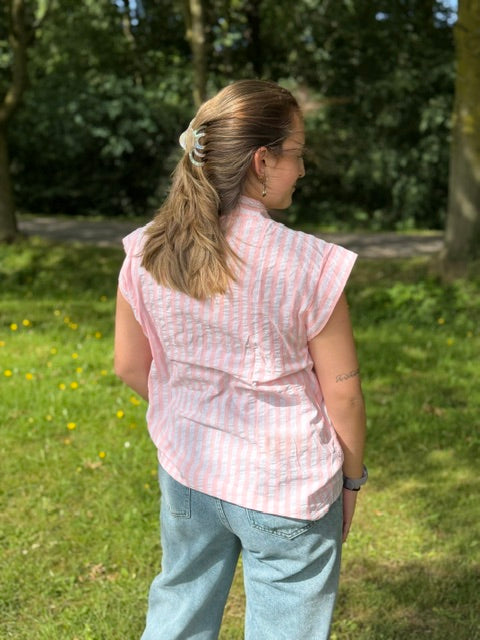 Fien – Gestreepte blouse met palmprint dames