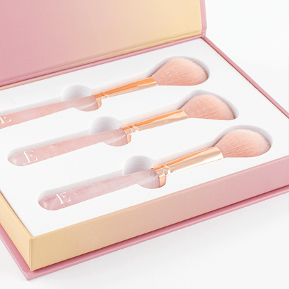 Rose quartz makeup brushes