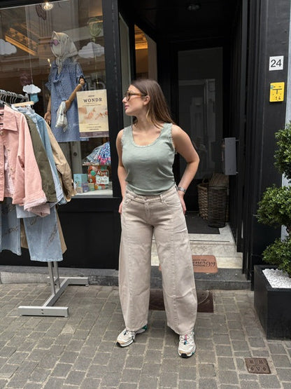 Emma – Parelgrijze balloon jeans dames