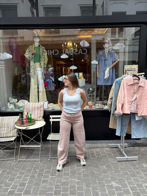 Emma – Parelgrijze balloon jeans dames