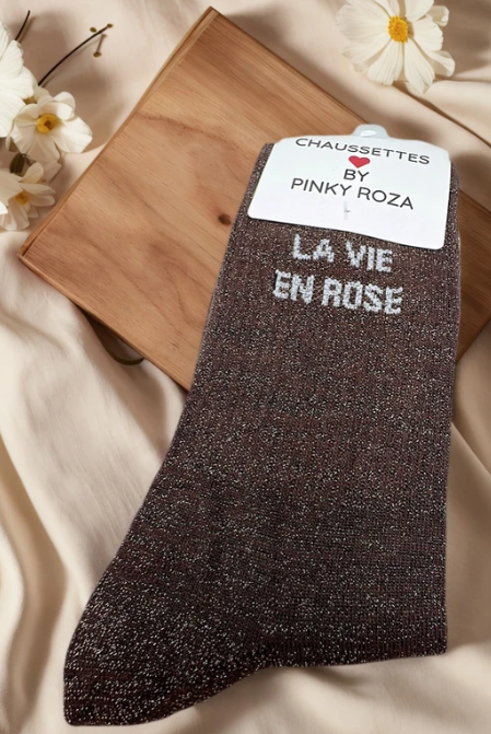 Glitter kousen Bruin La Vie en Rose