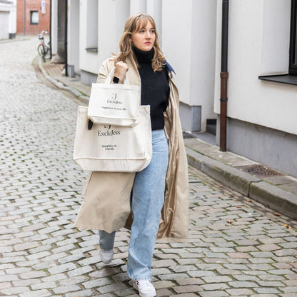 Shopping bag 'Happiness in your life' – beige