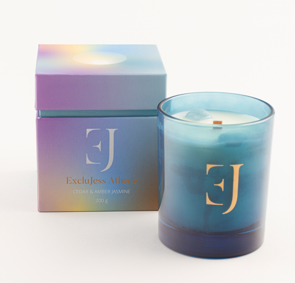 Athene luxury scented candle Aquamarine – Cedar & Amber Jasmine